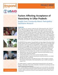 Factors Affecting Acceptance of Vasectomy in Uttar Pradesh: