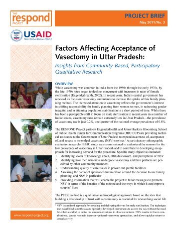 Factors Affecting Acceptance of Vasectomy in Uttar Pradesh: