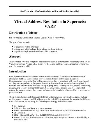 VARP - Virtual Networking Address Resolution - Schuba.COM