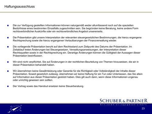 Mandantenveranstaltung - Schuber und Partner