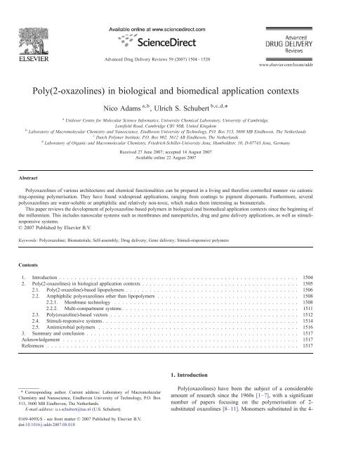 Poly(2-oxazolines) in biological and biomedical application contexts