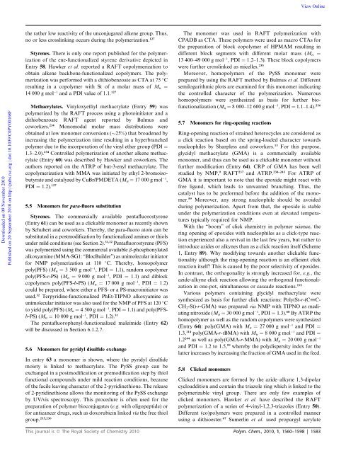 Clickable initiators, monomers and polymers in controlled radical ...