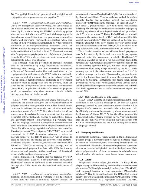 Clickable initiators, monomers and polymers in controlled radical ...