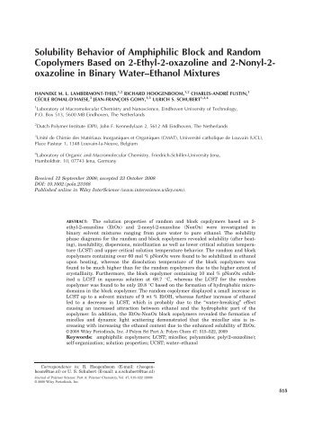 Solubility behavior of amphiphilic block and random copolymers ...