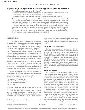 High-throughput synthesis equipment applied to polymer research