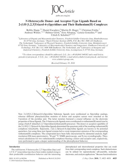 N-Heterocyclic Donor- and Acceptor-Type Ligands Based on 2-(1H ...