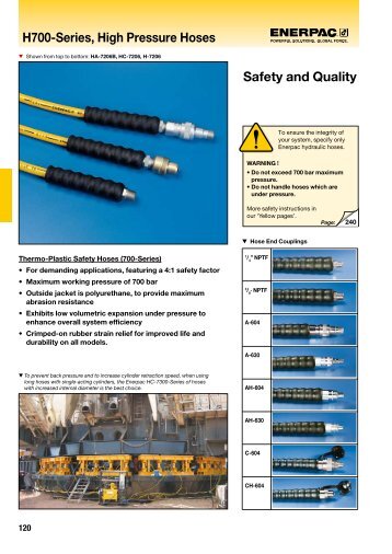 H700-Series, High Pressure Hoses Safety and Quality - Enerpac