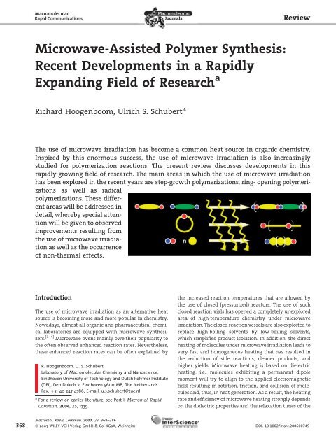 Microwave-Assisted Polymer Synthesis: Recent Developments in a ...