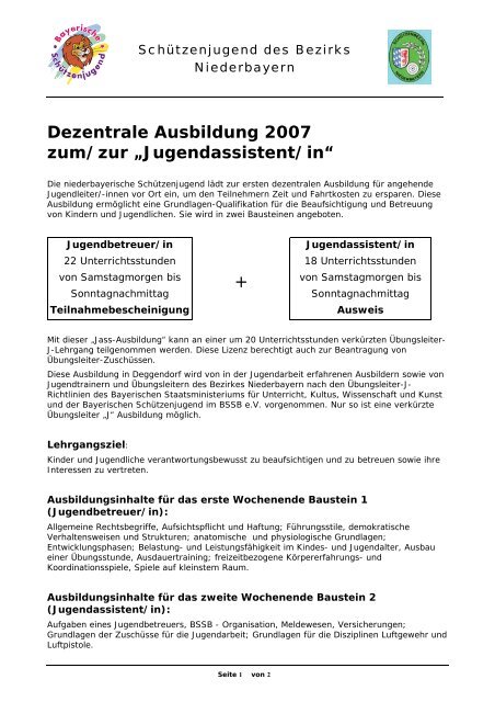 Jugendassistent/in - Bezirk Niederbayern