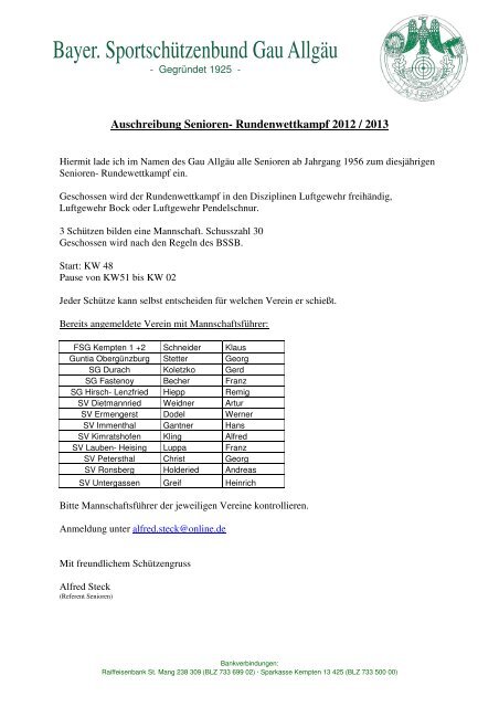 Ausschreibung RWK Senioren 2012/2013 - Gau AllgÃƒÂ¤u