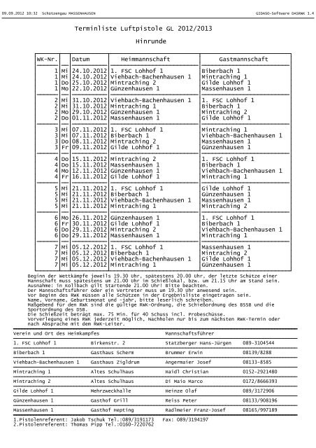 Termin - SchÃƒÂ¼tzengau Massenhausen