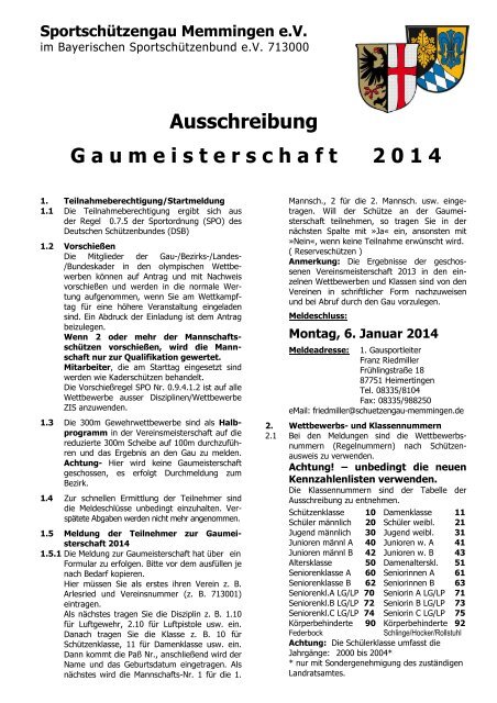 Gaumeisterschaften im BSSB 2010 Seite 1 26.11 ... - Gau Memmingen