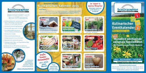 Kulinarischer Eventkalender - SchÃƒÂ¼tzenhof Paderborn