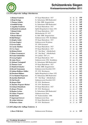 KreisseniorenschieÃƒÂŸen 2011 - SchÃƒÂ¼tzenkreis Siegen-Olpe