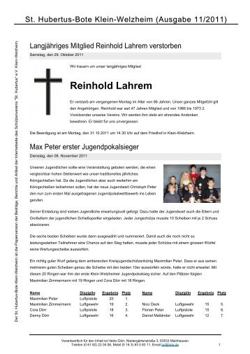 Ausgabe 11/2011 - SchÃƒÂ¼tzenverein St. Hubertus eV Klein-Welzheim