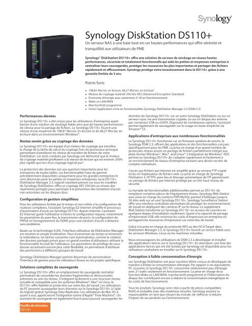 Synology DiskStation DS110+ - Rue du Commerce