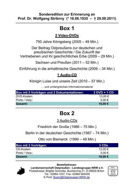 Ostpreussischer Rundfunk - Ostdeutsches Diskussionsforum