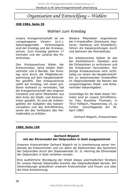Handbuch zu 60 Jahre Kreisgemeinschaft Johannisburg