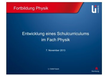 Fortbildung Physik Entwicklung eines Schulcurriculums im Fach ...