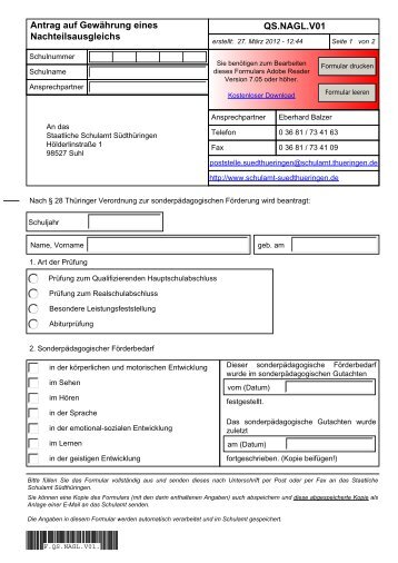 Antrag auf GewÃƒÂ¤hrung eines Nachteilsausgleichs - Staatliches ...