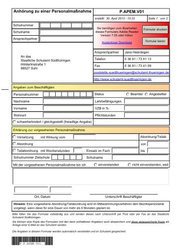 AnhÃƒÂ¶rung zu einer PersonalmaÃƒÂŸnahme - Staatliches Schulamt ...