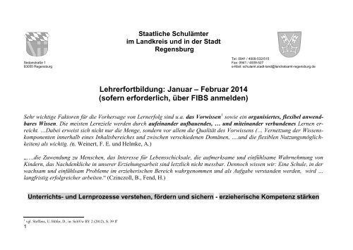 Programm Januar - Februar 2014 - Staatliches Schulamt Regensburg
