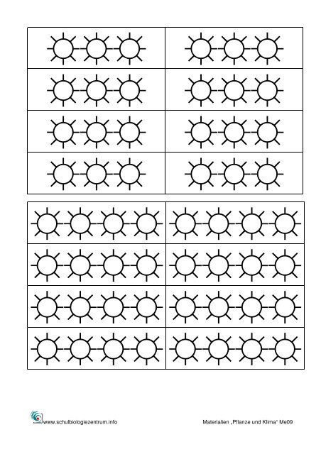 9. Pflanze und Klima ("Symbole: Licht, Temperatur, Wasserbedarf ...