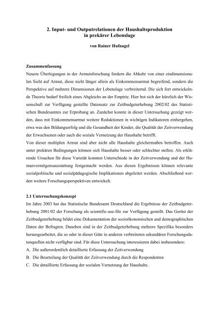 Lebensgestaltung auf Haushaltsebene