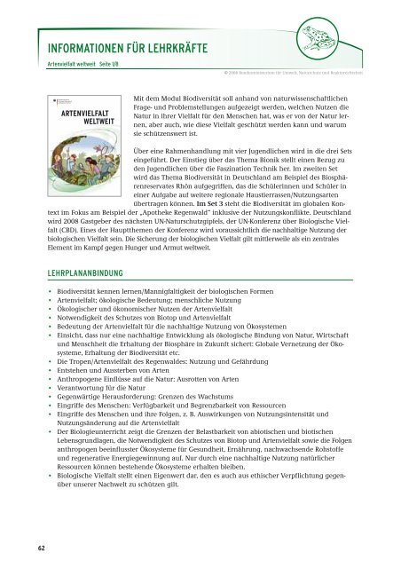 BIOLOGISCHE VIELFALT - Materialien fÃƒÂ¼r Bildung und Info