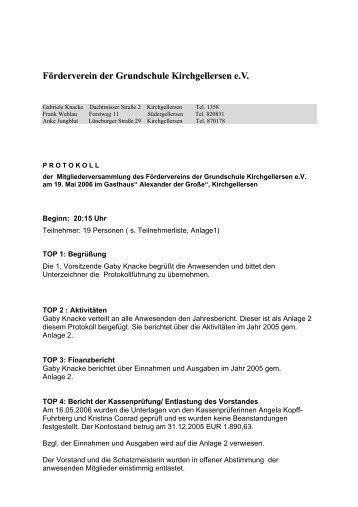Protokoll der Mitgliederversammlung 2006 - SchulfÃƒÂ¶rderverein der ...