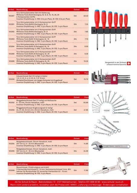 Teilkatalog Werkzeug, Geräte und Handmaschinen - AG für Schule ...