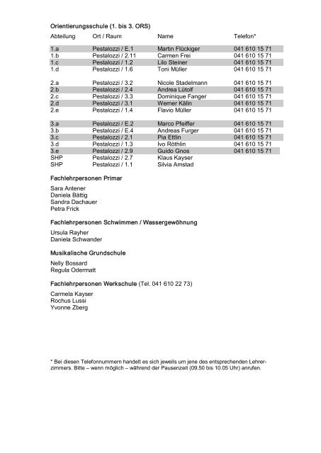 Personalverzeichnis Schule Stans - schule online - stans!