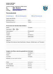 Personalienblatt Neuanmeldung (PDF) - Schule Wittnau