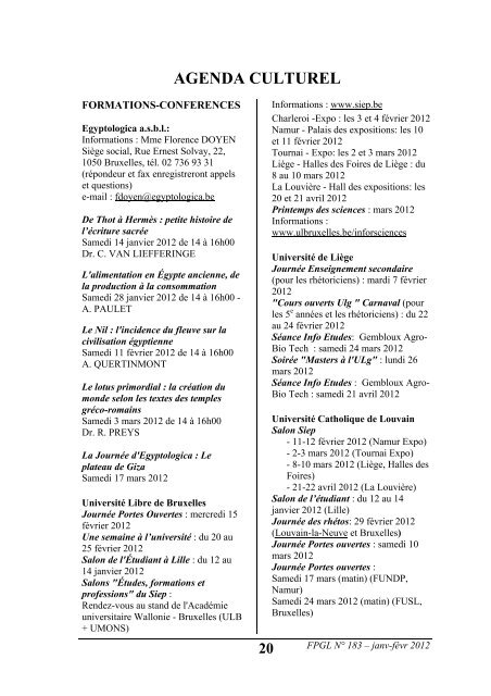 BULLETIN D'INFORMATION DE LA FPGL - Schule.at