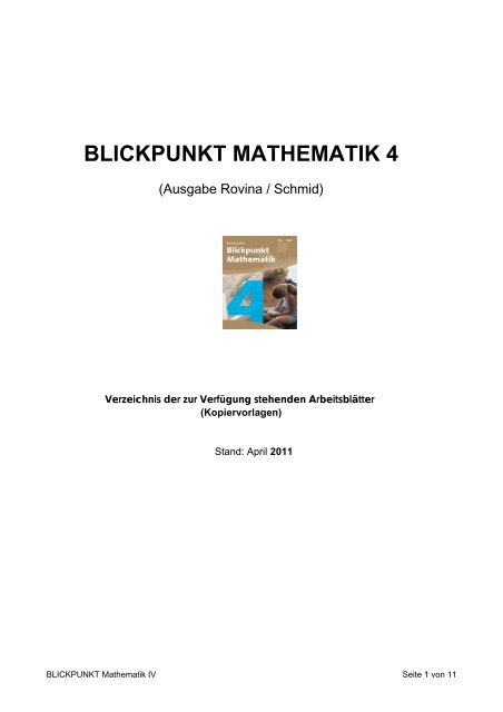 BLICKPUNKT MATHEMATIK 4 - Schule.at