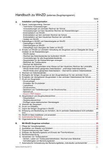 Handbuch zu WinZD (externes Zeugnisprogramm) - Bayern