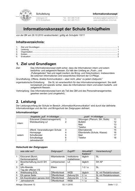 Informationskonzept - Schule SchÃƒÂ¼pfheim >Home