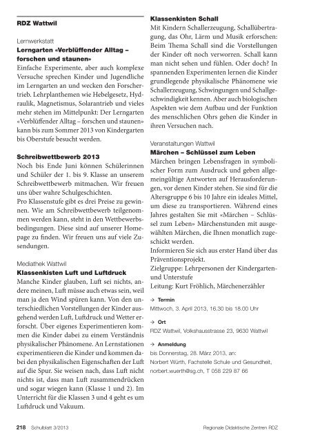 Schulblatt 3/2013 - schule.sg.ch - Kanton St.Gallen
