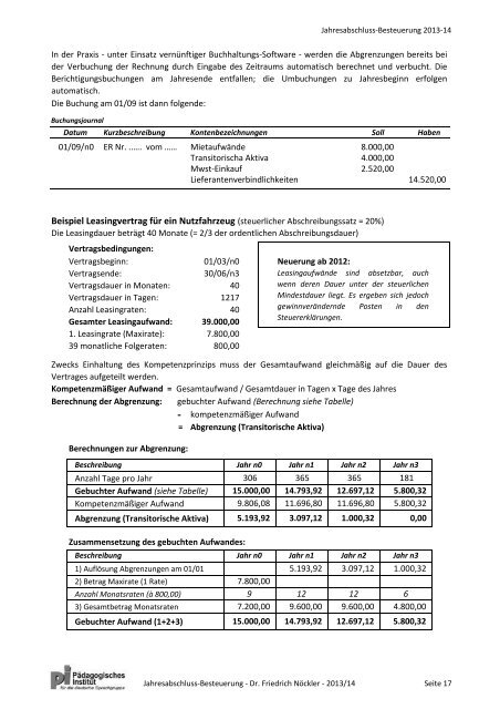 Jahresabschluss - Besteuerung - Kindergarten und Schule in Südtirol