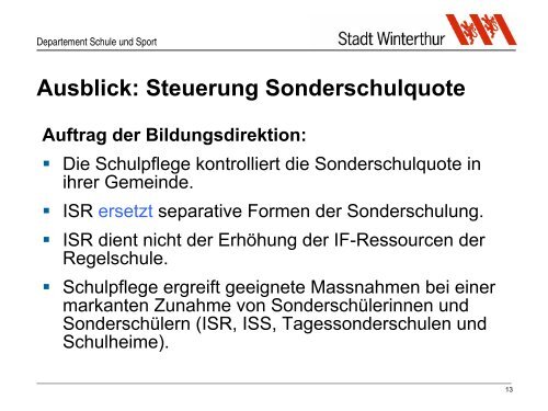 Integrierte Sonderschulung in der ... - Schule Winterthur
