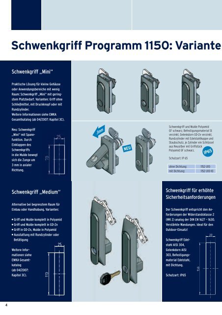 Schwenkgriff-Programm 1150 Unitech - EMKA Beschlagteile