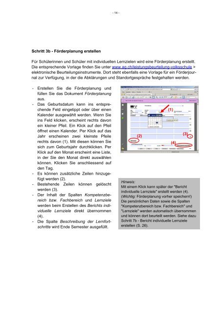 Anleitung zum Erstellen der elektronischen Beurteilungsinstrumente