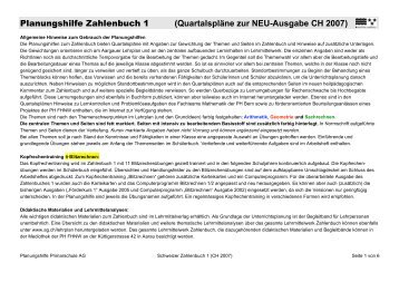 Planungshilfe Zahlenbuch 1 (QuartalsplÃ¤ne zur NEU-Ausgabe CH ...