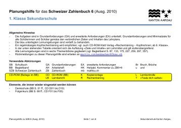 Planungshilfe fÃ¼r das Schweizer Zahlenbuch 6 (Ausg. 2010) 1 ...