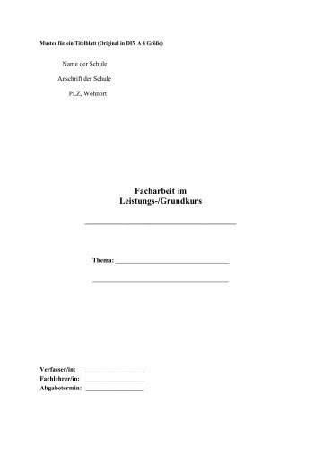 Facharbeit Deckblatt EigenstÃƒÂ¤ndigkeitserklÃƒÂ¤rung