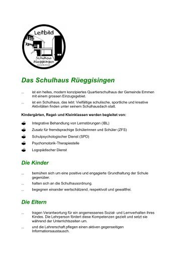 Leitbild RÃƒÂ¼eggisingen - Schulen Emmen