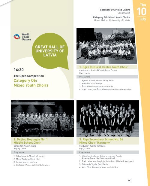 World Choir Games 2014 - Programme