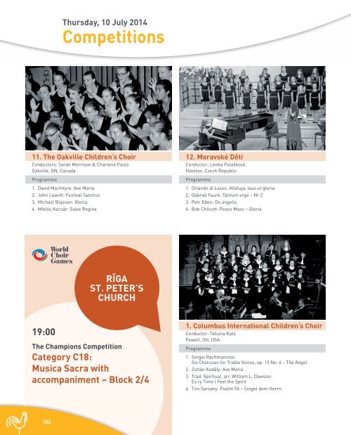 World Choir Games 2014 - Programme