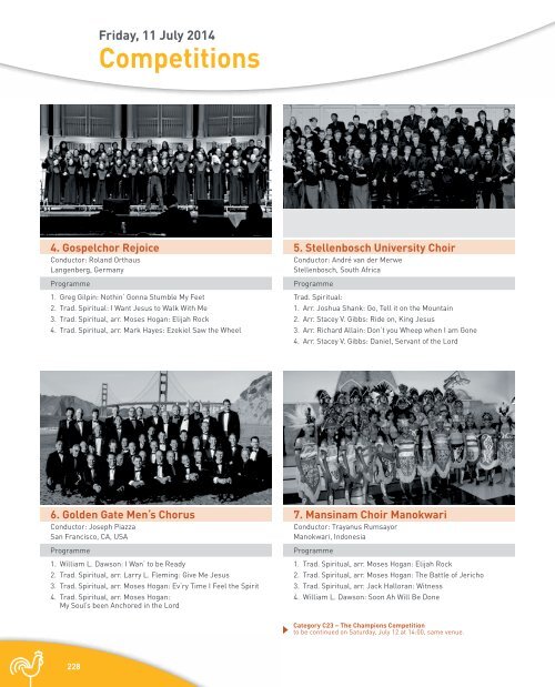 World Choir Games 2014 - Programme