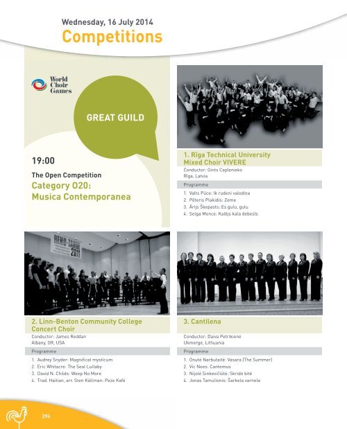 World Choir Games 2014 - Programme